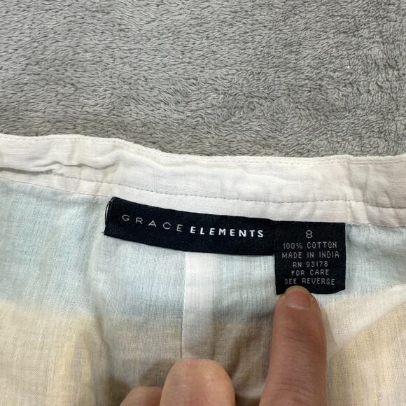 Grace Elements Pleated Striped Skirt Women's 8 100% Cotton Lined Side Zip Light - Picture 4 of 7